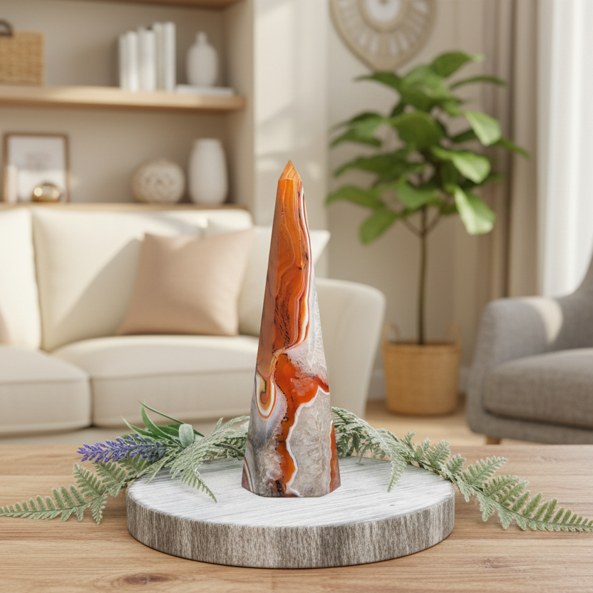 Sardonyx Red Onyx Quartz Tower Healing Crystal Generator 287g 165mm