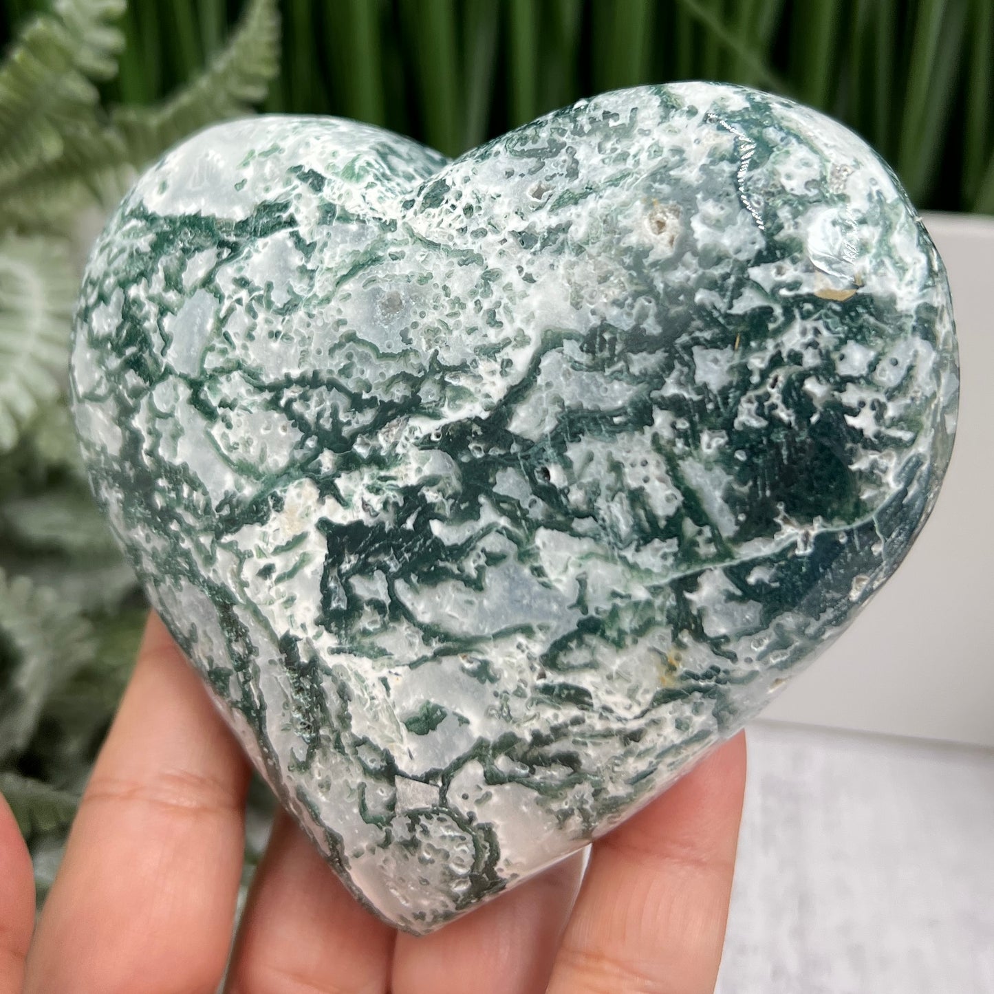 Tree Agate Heart Large Healing Crystal Carving 472g