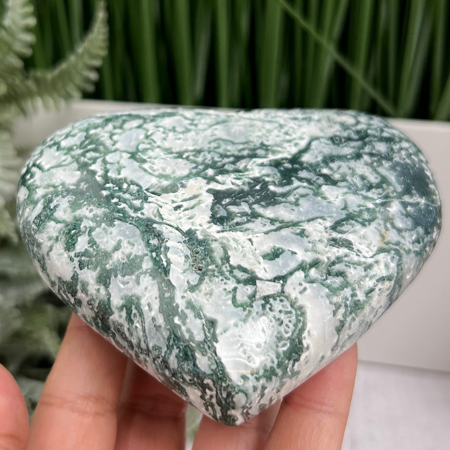 Tree Agate Heart Large Healing Crystal Carving 472g