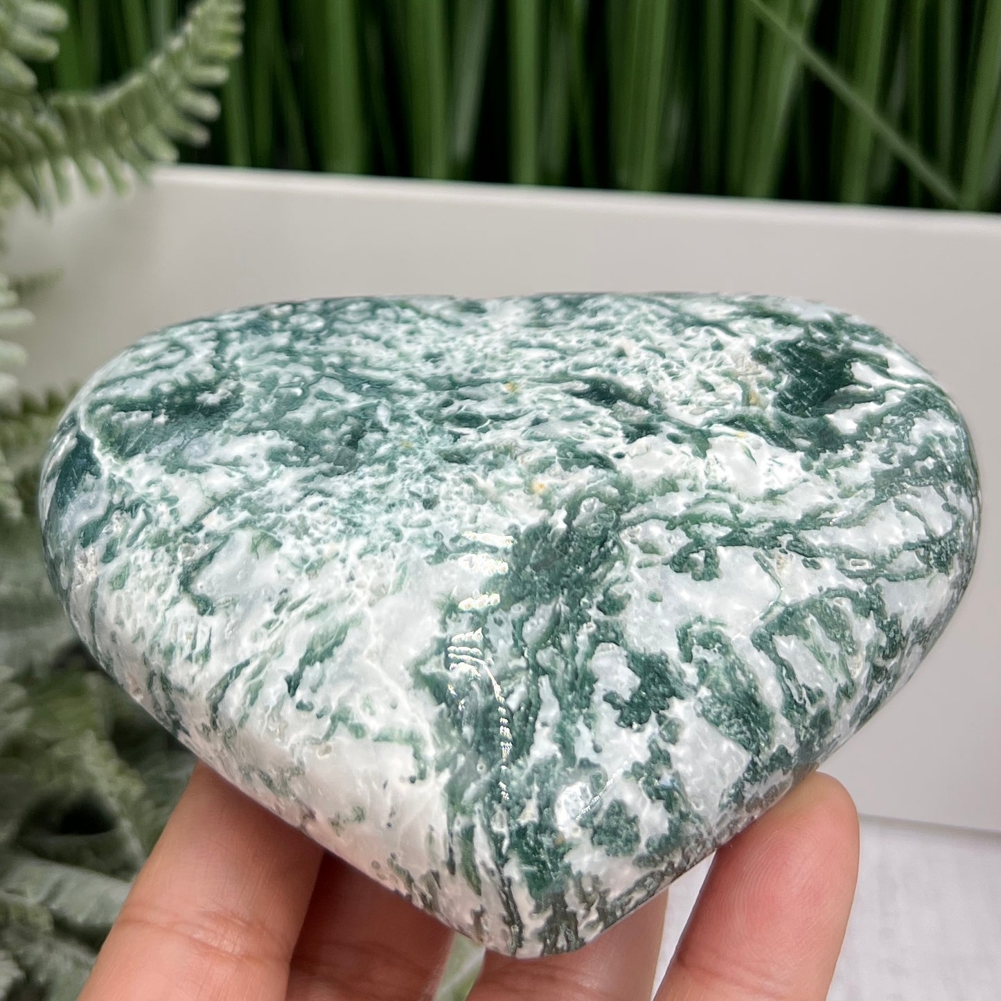 Tree Agate Heart Large Healing Crystal Carving 472g