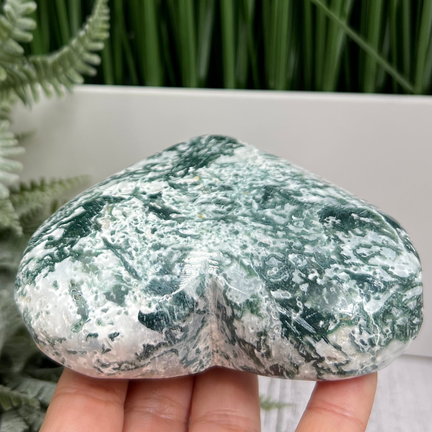 Tree Agate Heart Large Healing Crystal Carving 472g