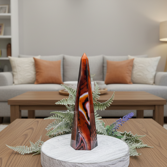 Sardonyx Red Onyx Quartz Tower Healing Crystal Generator 267g 161mm