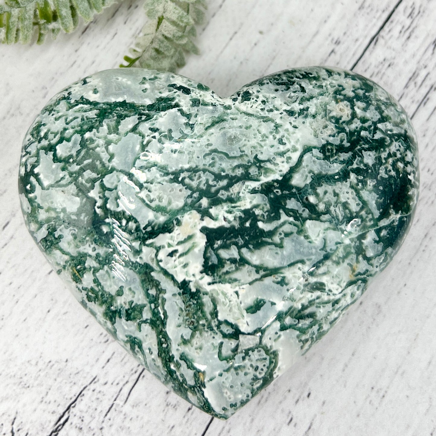 Tree Agate Heart Large Healing Crystal Carving 472g