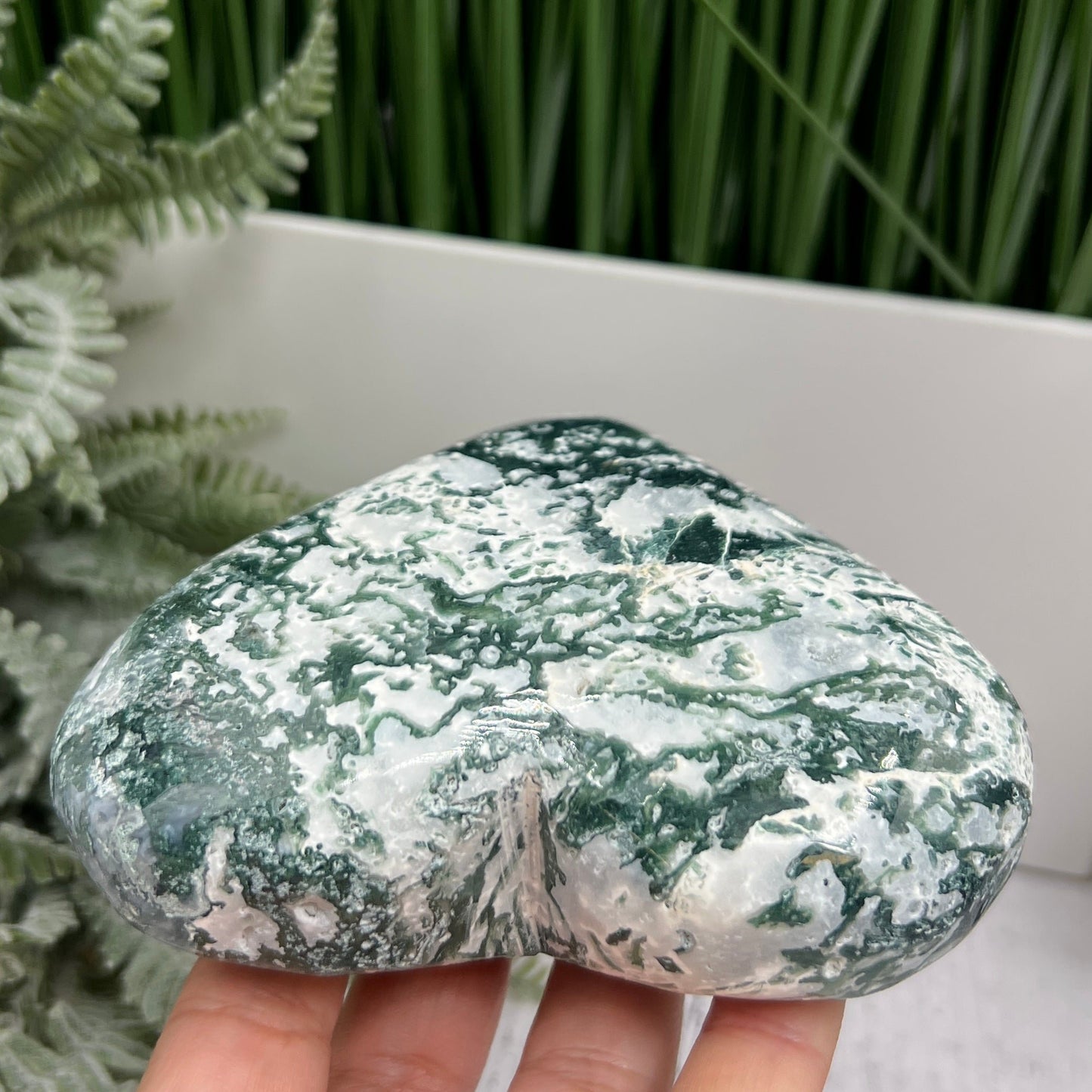 Tree Agate Heart Large Healing Crystal Carving 494g