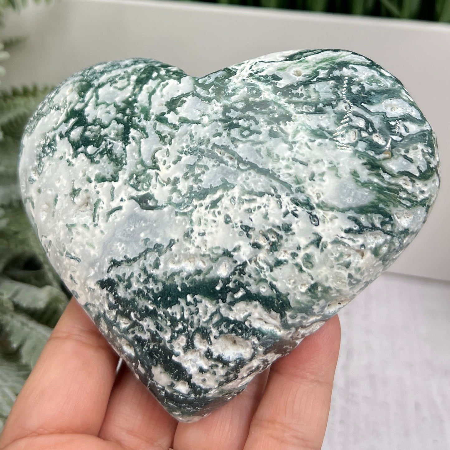 Tree Agate Heart Large Healing Crystal Carving 494g