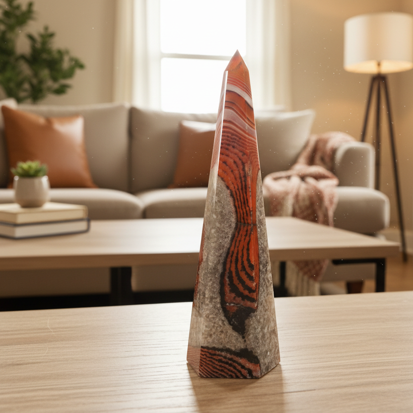 Sardonyx Red Onyx Quartz Tower Healing Crystal Generator 226g 148mm