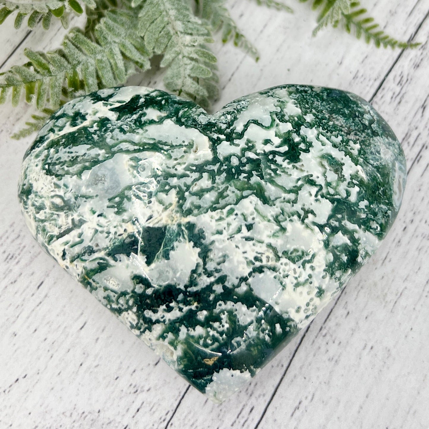 Tree Agate Heart Large Healing Crystal Carving 494g