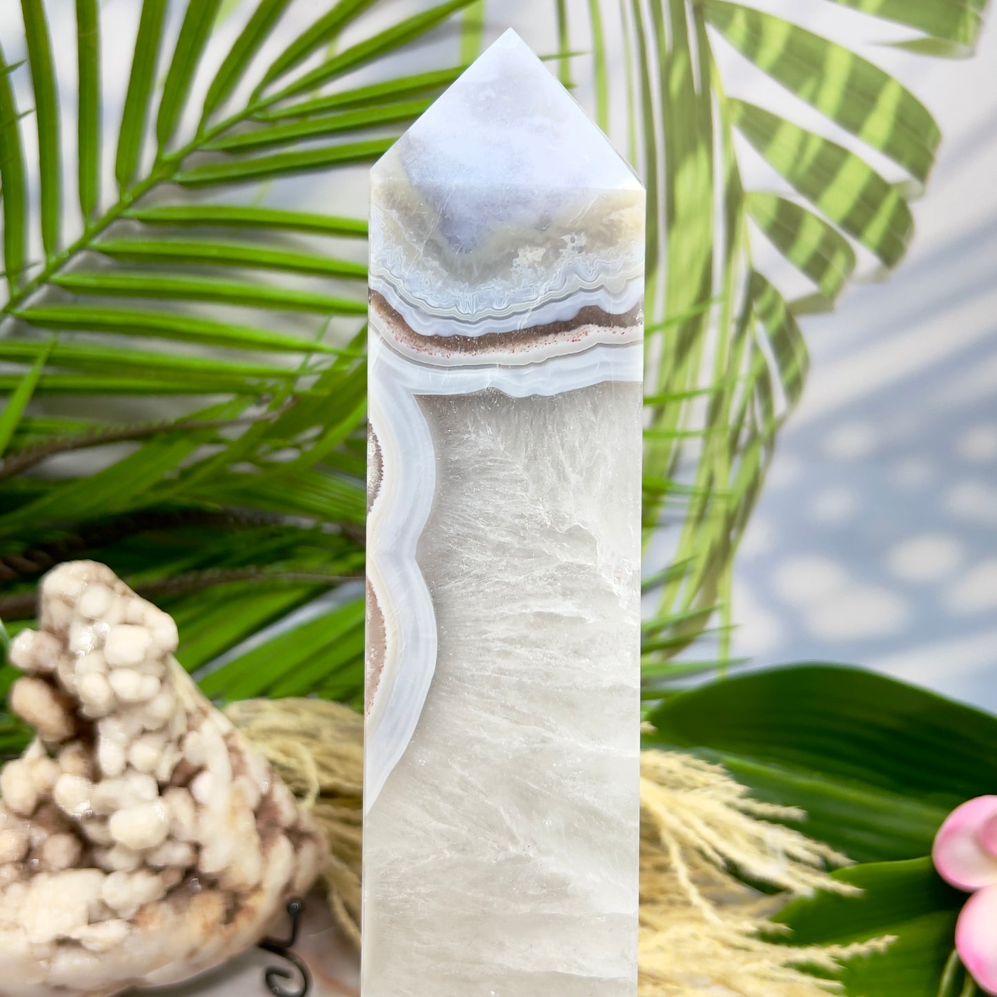 Blue Agate Quartz Tower Large Crystal Generator 1431g 276mm
