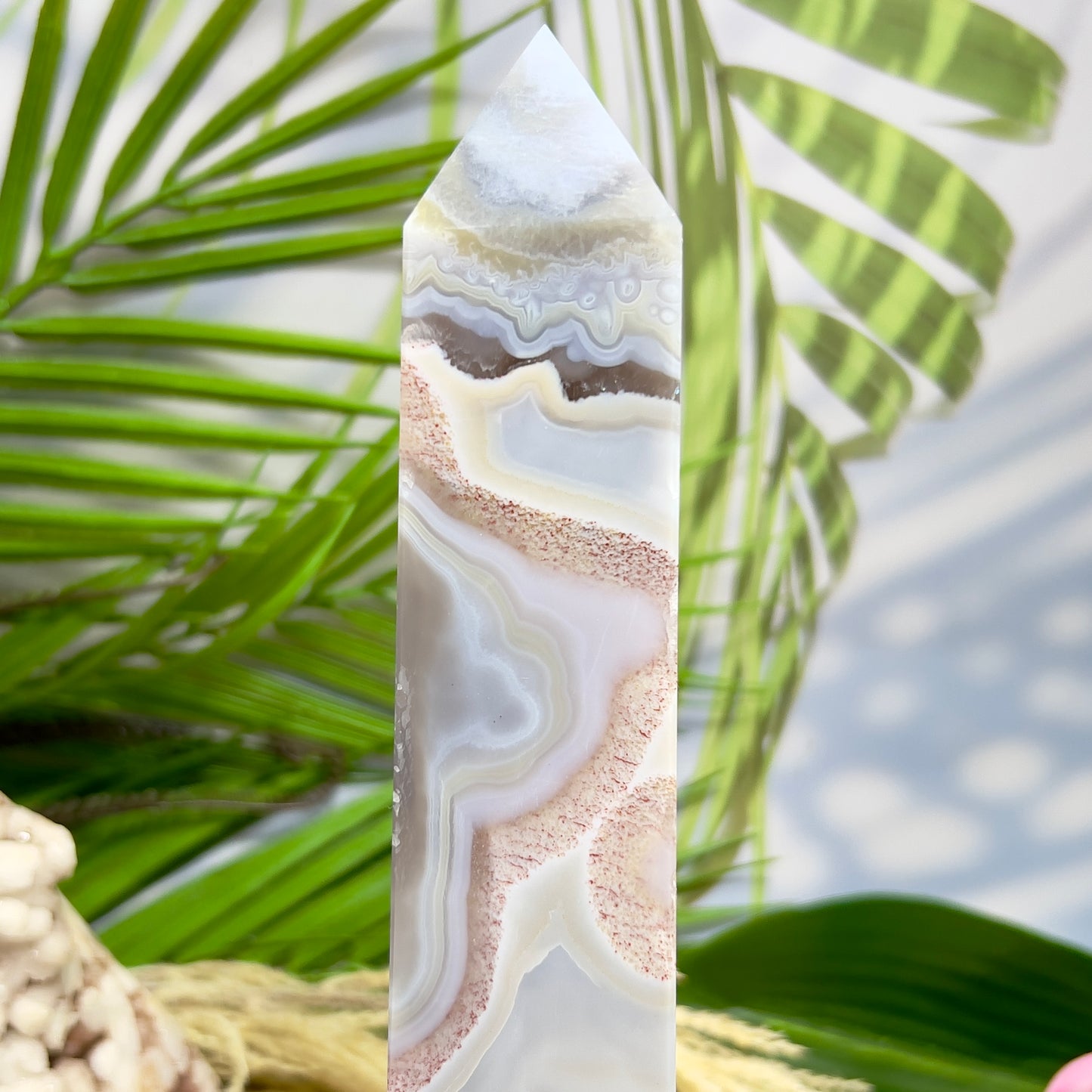 Blue Agate Quartz Tower Large Crystal Generator 1431g 276mm
