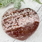 Pink Orbicular Ocean Sea Jasper Gemstone of Joy Heart Crystal Carving 388g
