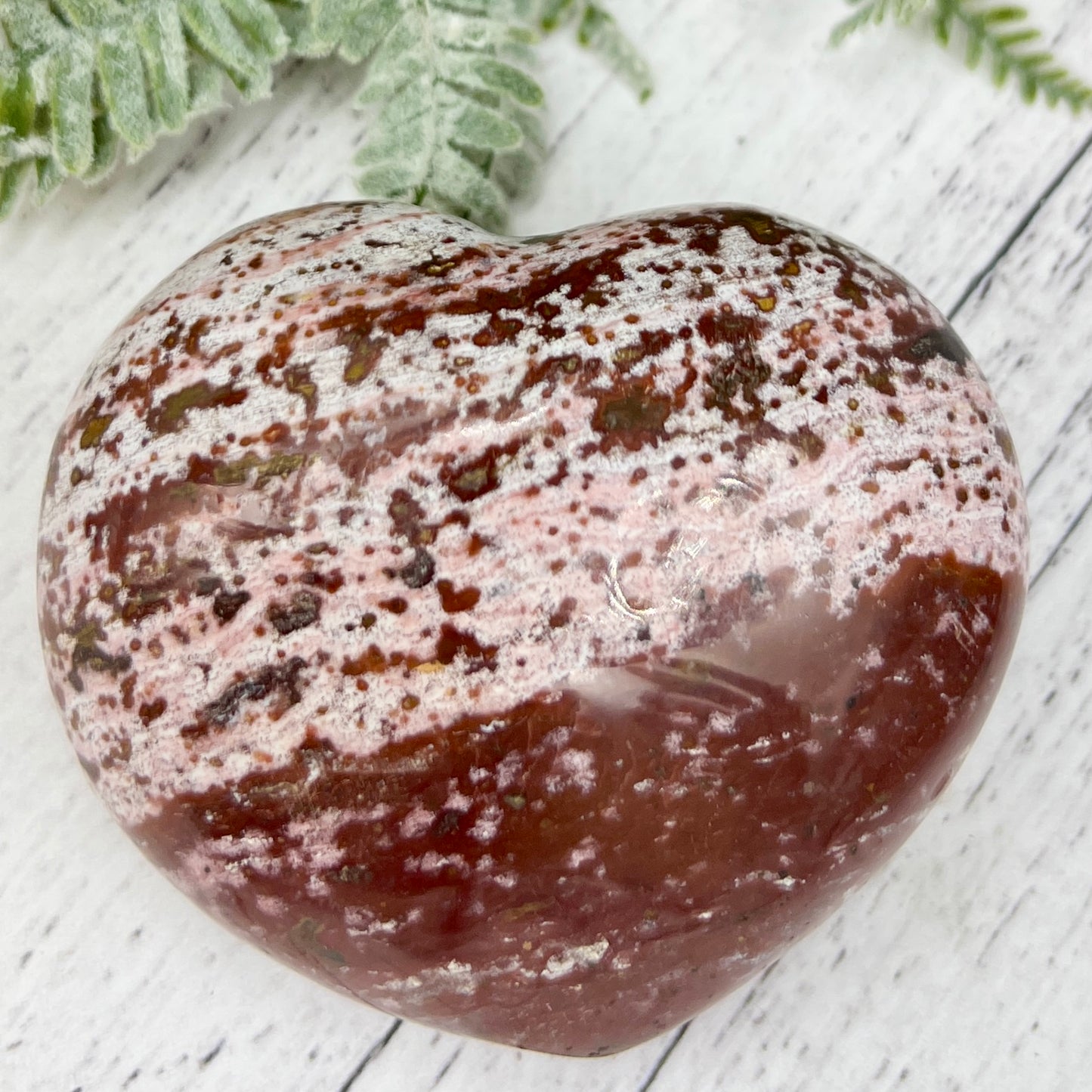 Pink Orbicular Ocean Sea Jasper Gemstone of Joy Heart Crystal Carving 388g