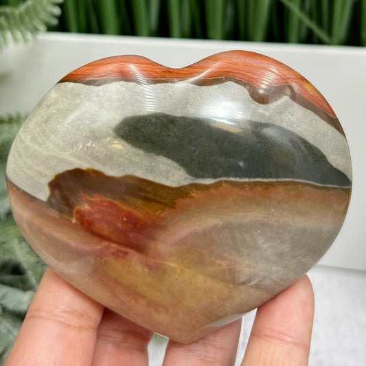 Polychrome Desert Jasper Heart Crystal Carving 290g