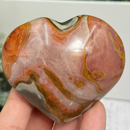 Polychrome Desert Jasper Heart Crystal Carving 188g