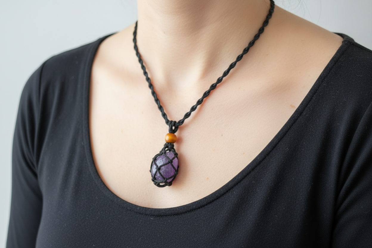 Crystal Macrame Tumbled Stone Necklaces Wearable Crystals