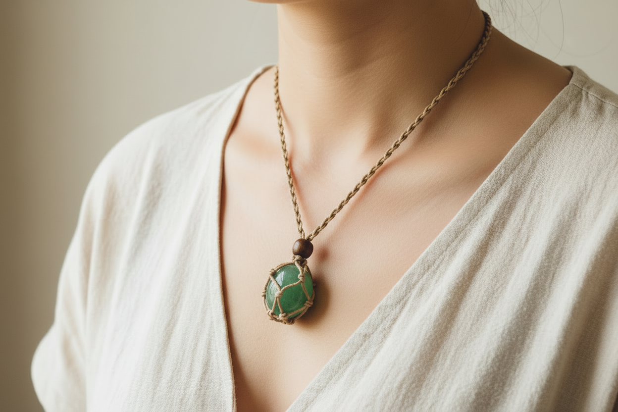 Crystal Macrame Tumbled Stone Necklaces Wearable Crystals