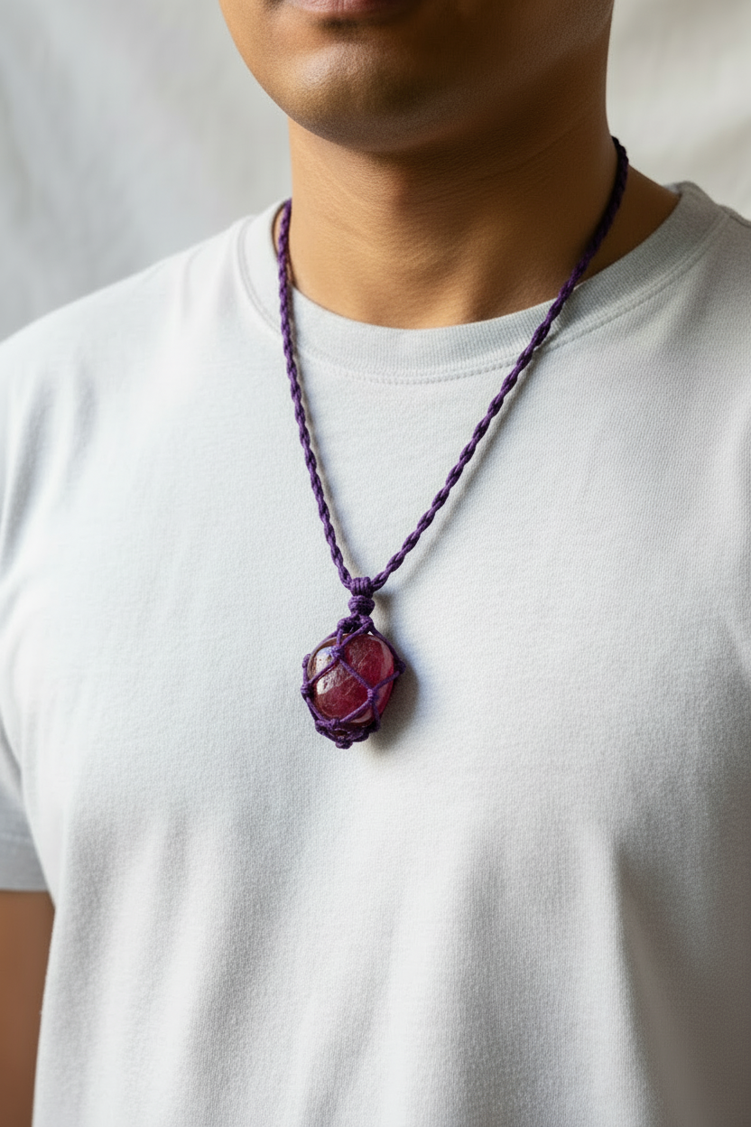 Crystal Macrame Tumbled Stone Necklaces Wearable Crystals