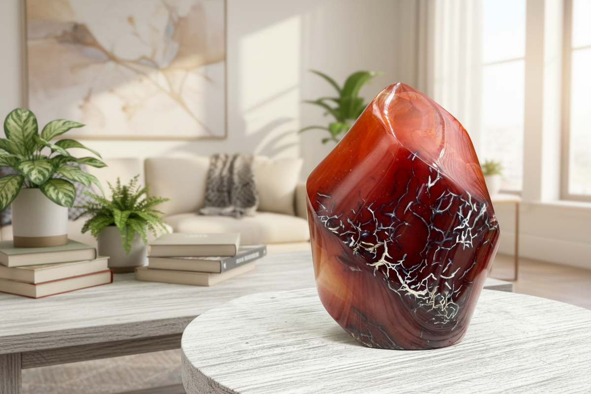 Carnelian with Orca Agate Quartz Flame Free Form Healing Crystal 249g