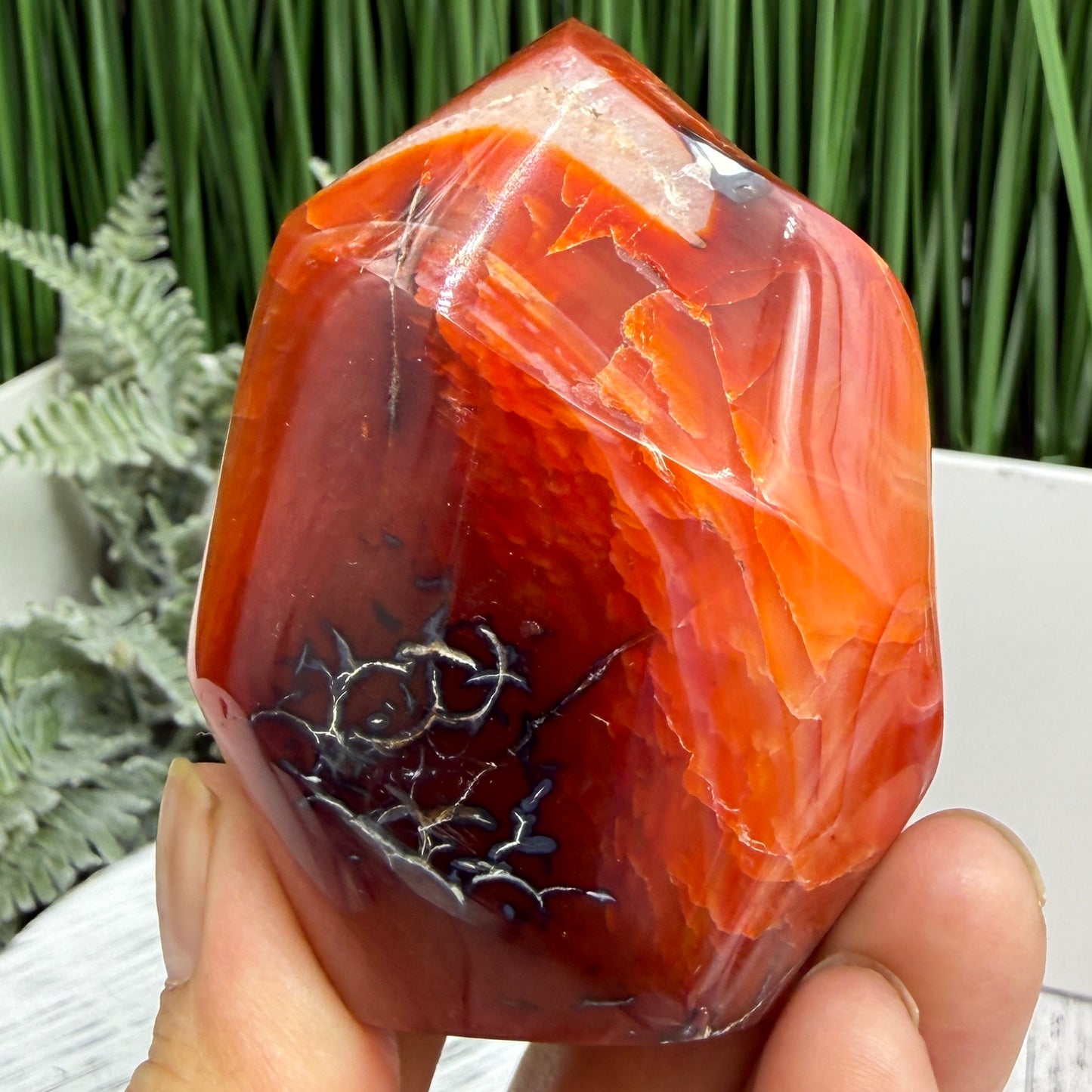 Carnelian with Orca Agate Quartz Flame Free Form Healing Crystal 249g