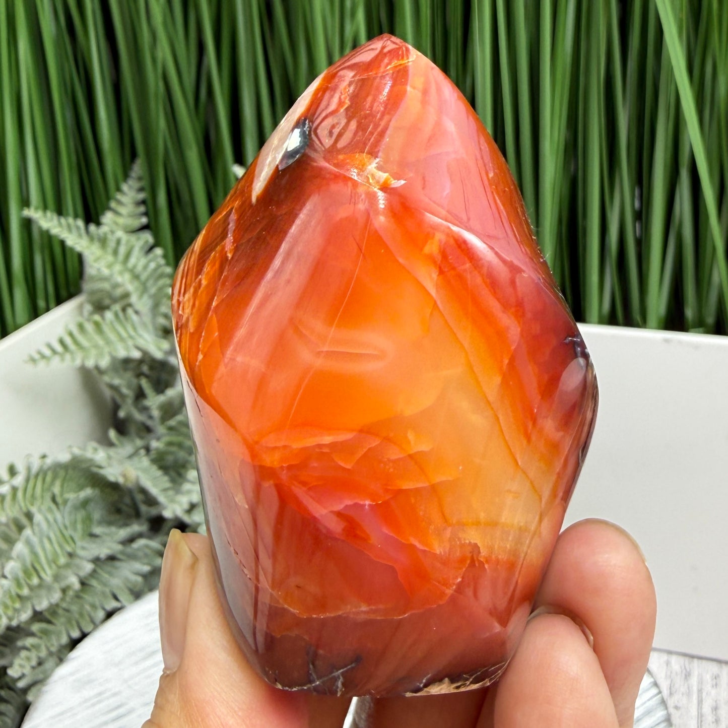 Carnelian with Orca Agate Quartz Flame Free Form Healing Crystal 249g