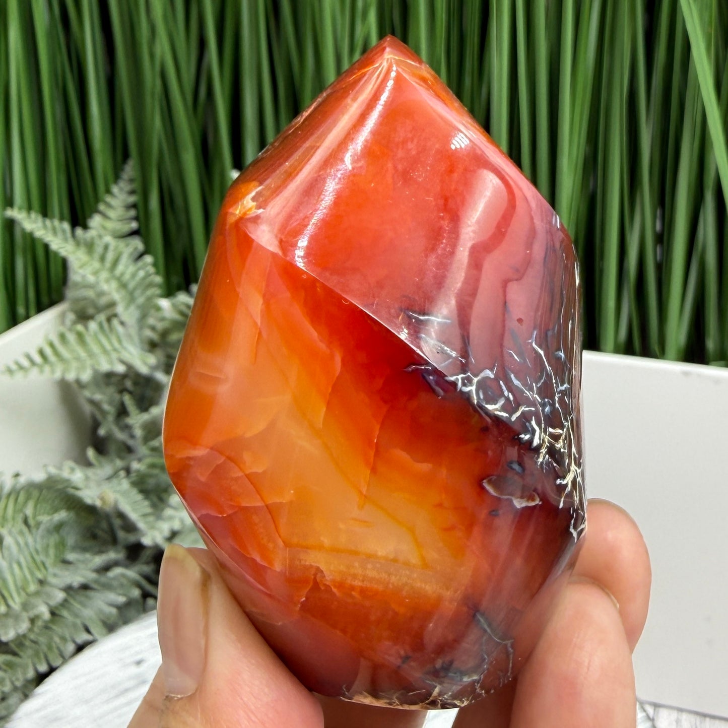 Carnelian with Orca Agate Quartz Flame Free Form Healing Crystal 249g