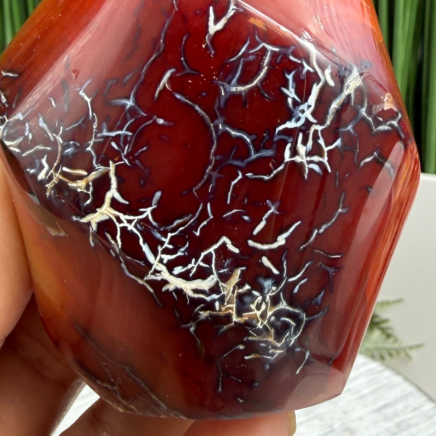Carnelian with Orca Agate Quartz Flame Free Form Healing Crystal 249g