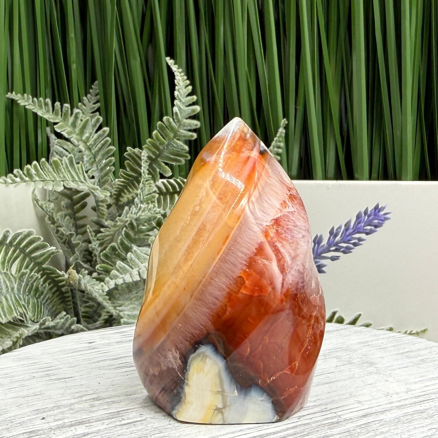 Carnelian with Orca Agate Quartz Flame Free Form Healing Crystal 219g