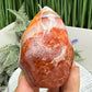 Carnelian with Orca Agate Quartz Flame Free Form Healing Crystal 219g