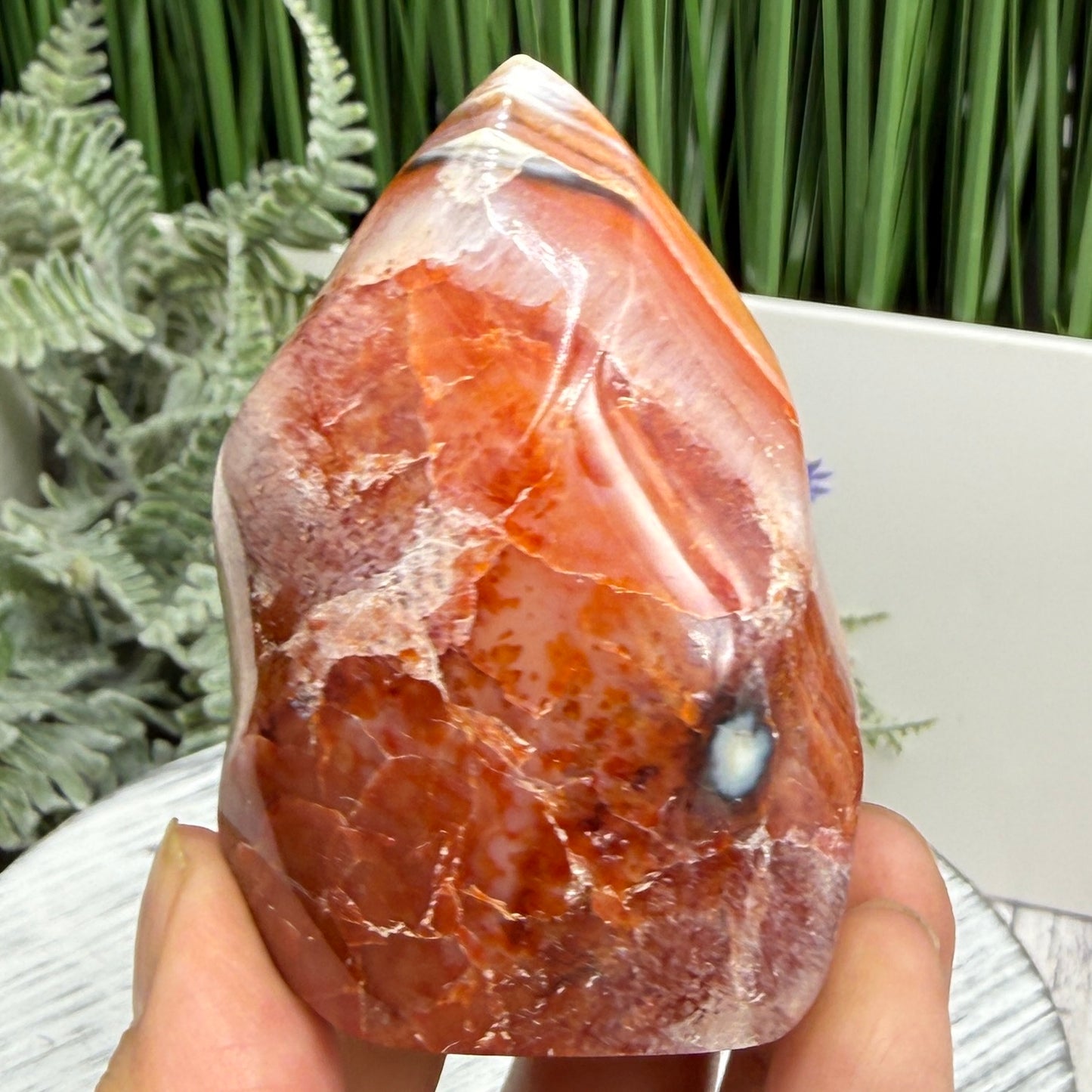 Carnelian with Orca Agate Quartz Flame Free Form Healing Crystal 219g
