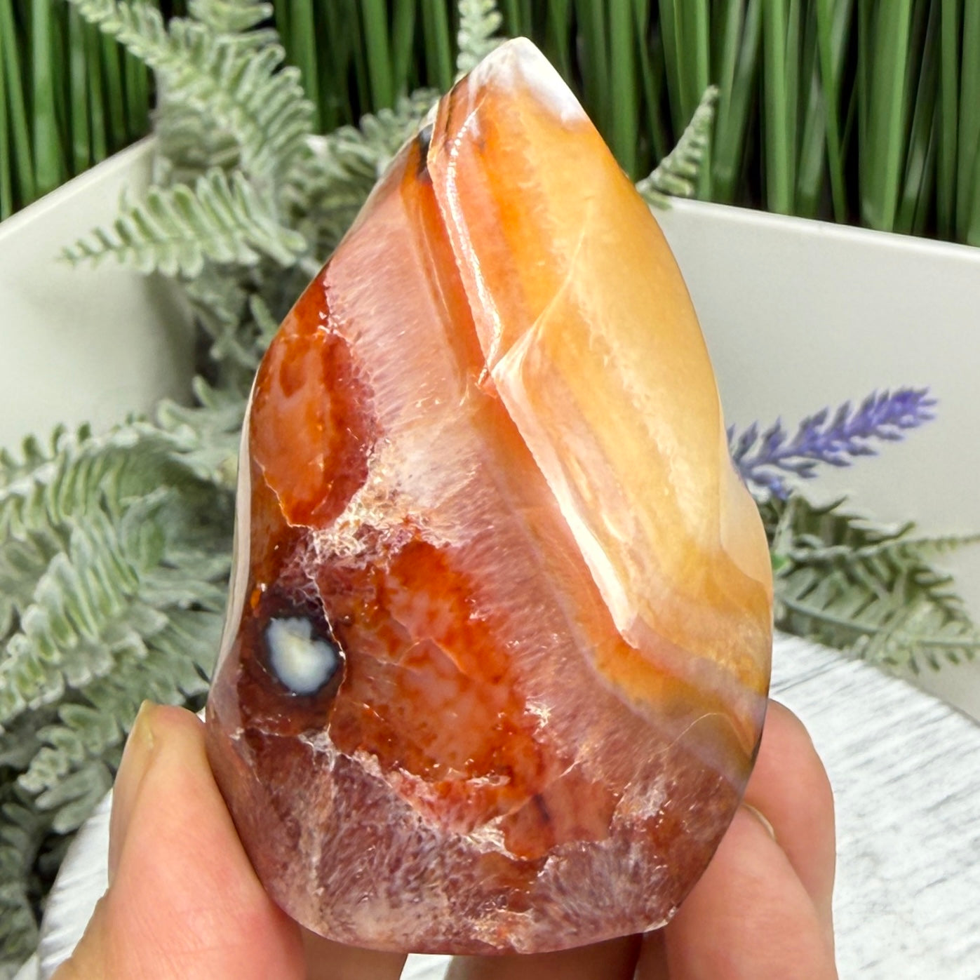 Carnelian with Orca Agate Quartz Flame Free Form Healing Crystal 219g