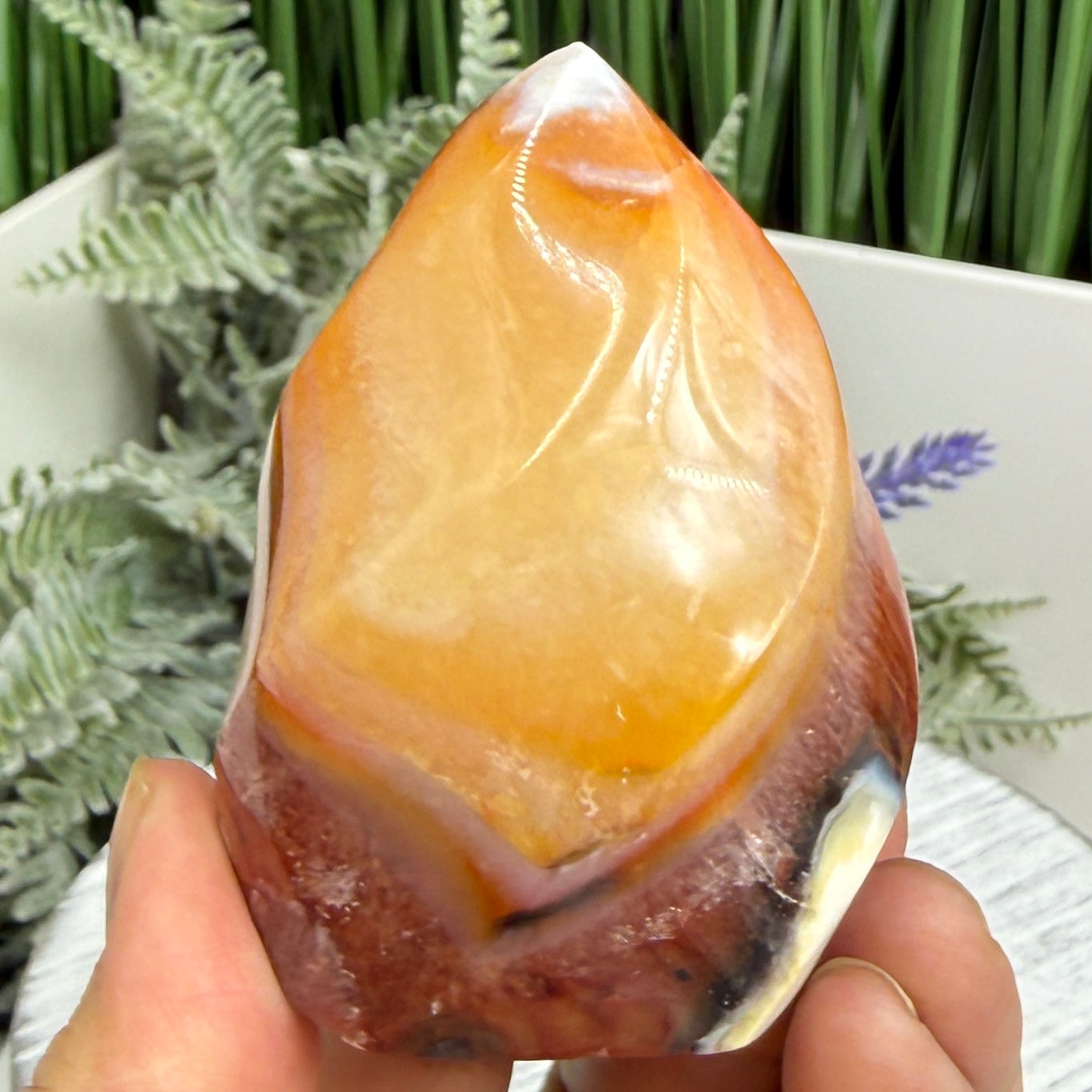 Carnelian with Orca Agate Quartz Flame Free Form Healing Crystal 219g