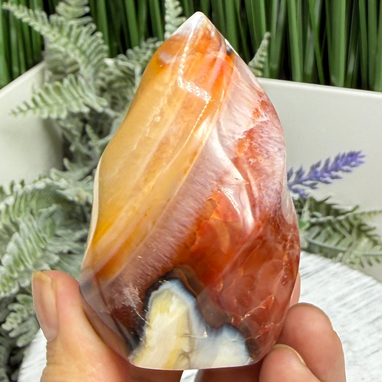 Carnelian with Orca Agate Quartz Flame Free Form Healing Crystal 219g
