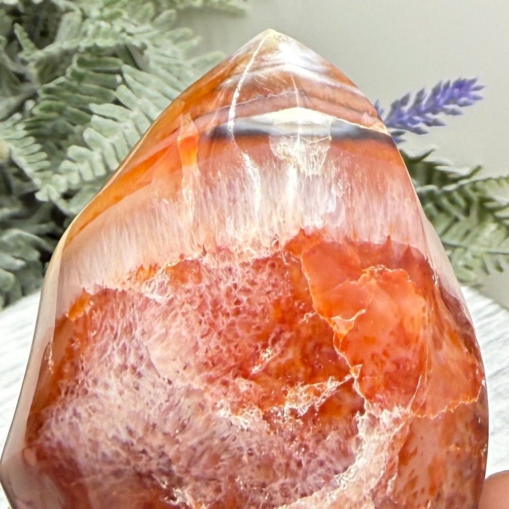 Carnelian with Orca Agate Quartz Flame Free Form Healing Crystal 219g
