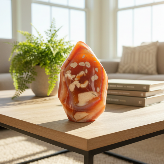 Carnelian with Orca Agate Flame Free Form Healing Crystal 102g