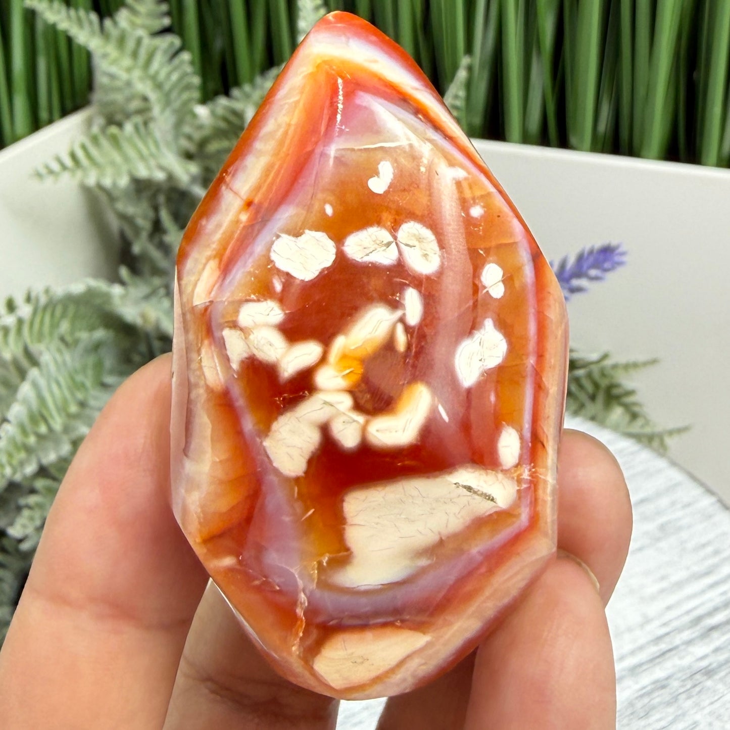 Carnelian with Orca Agate Flame Free Form Healing Crystal 102g