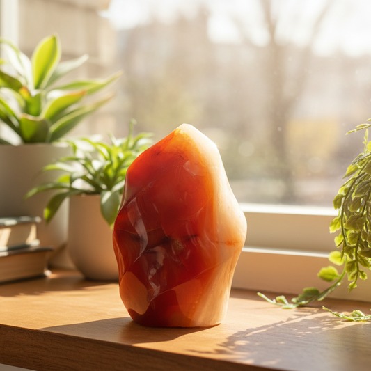 Carnelian with Quartz Flame Free Form Healing Crystal 170g