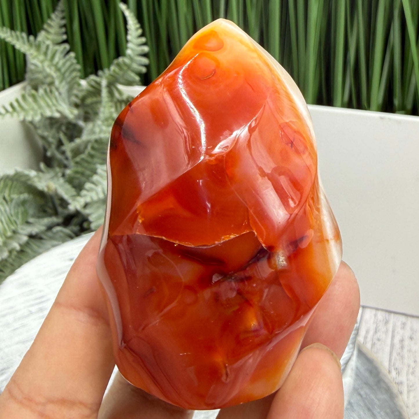 Carnelian with Quartz Flame Free Form Healing Crystal 170g