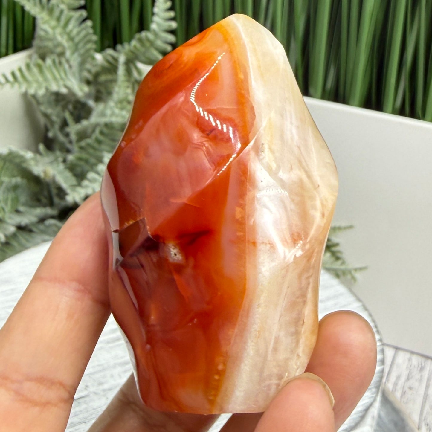 Carnelian with Quartz Flame Free Form Healing Crystal 170g