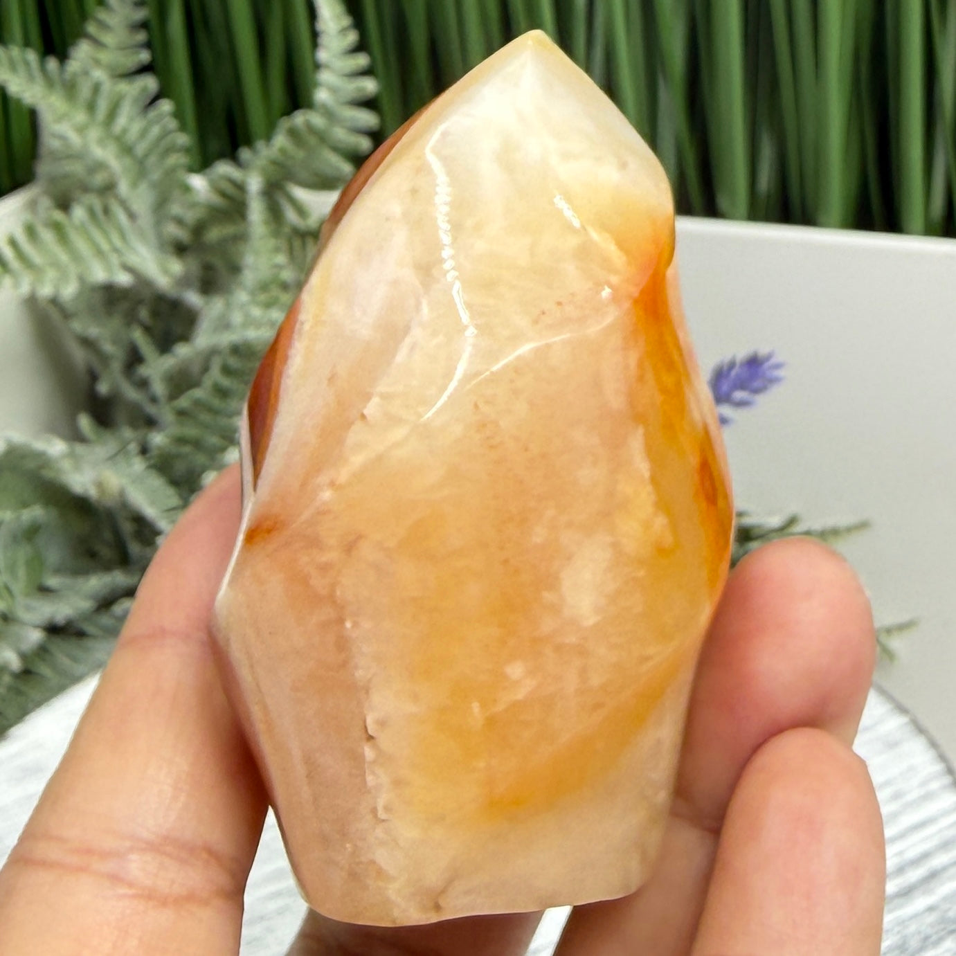 Carnelian with Quartz Flame Free Form Healing Crystal 170g