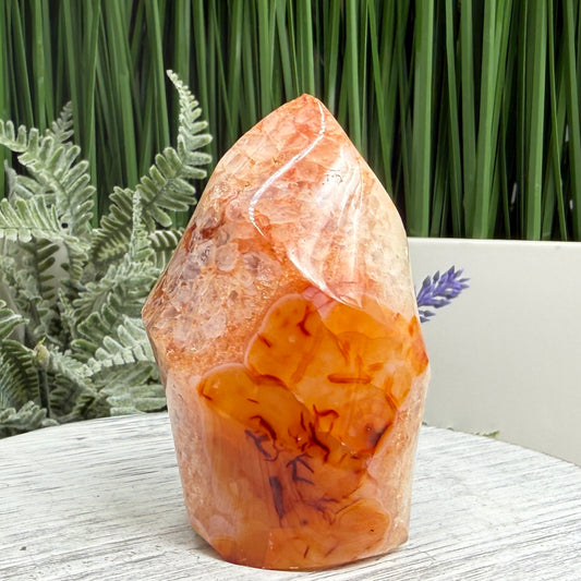 Carnelian with Quartz Flame Free Form Healing Crystal 233g