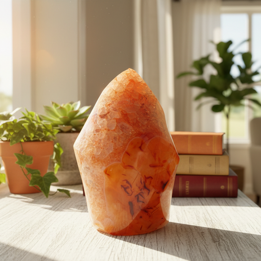 Carnelian with Quartz Flame Free Form Healing Crystal 233g