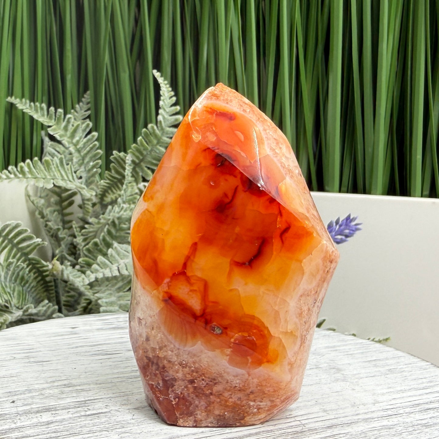 Carnelian with Quartz Flame Free Form Healing Crystal 233g
