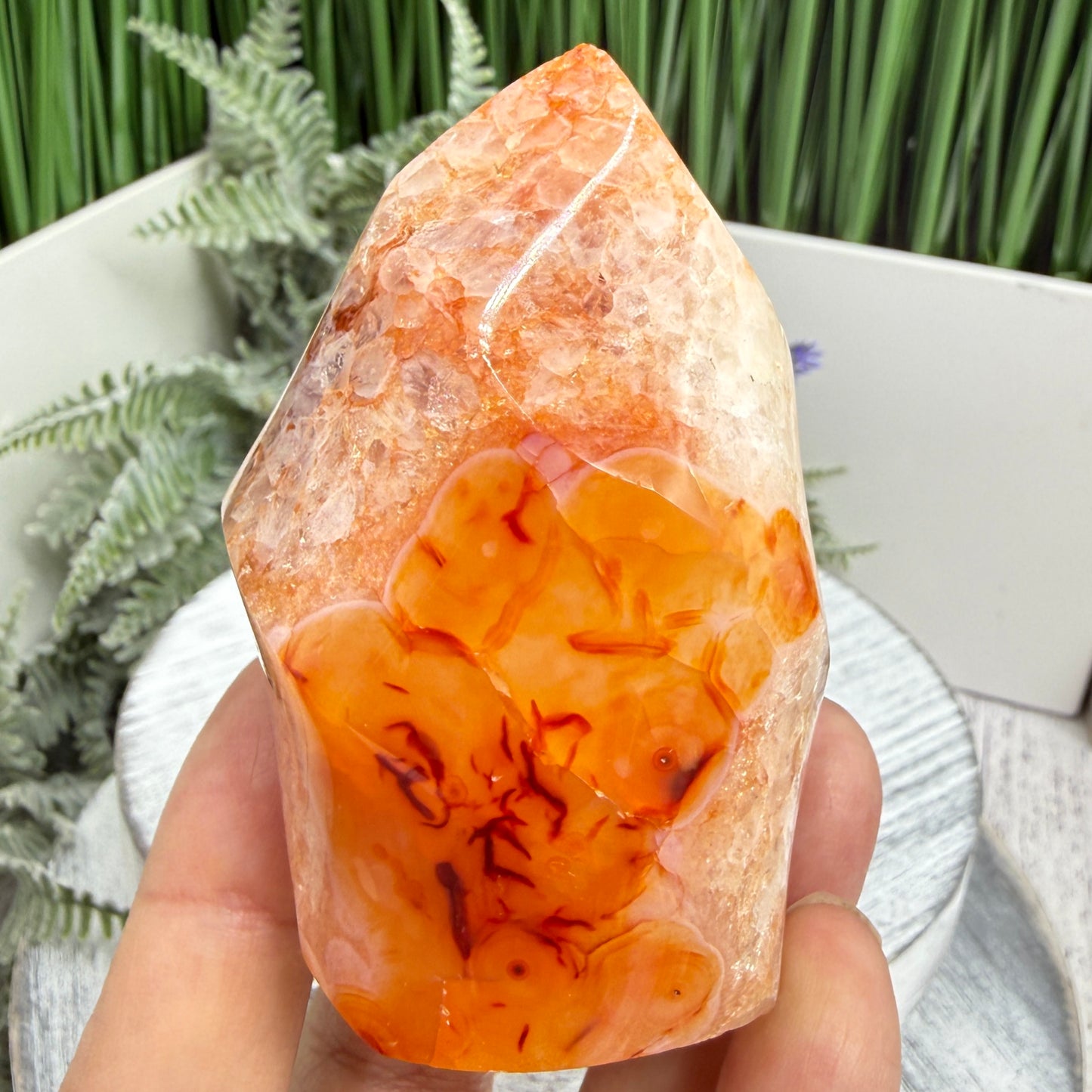 Carnelian with Quartz Flame Free Form Healing Crystal 233g