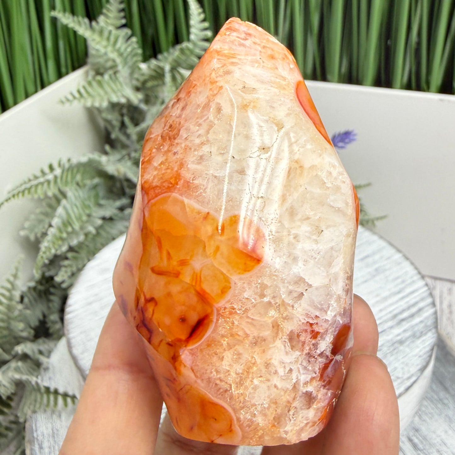 Carnelian with Quartz Flame Free Form Healing Crystal 233g