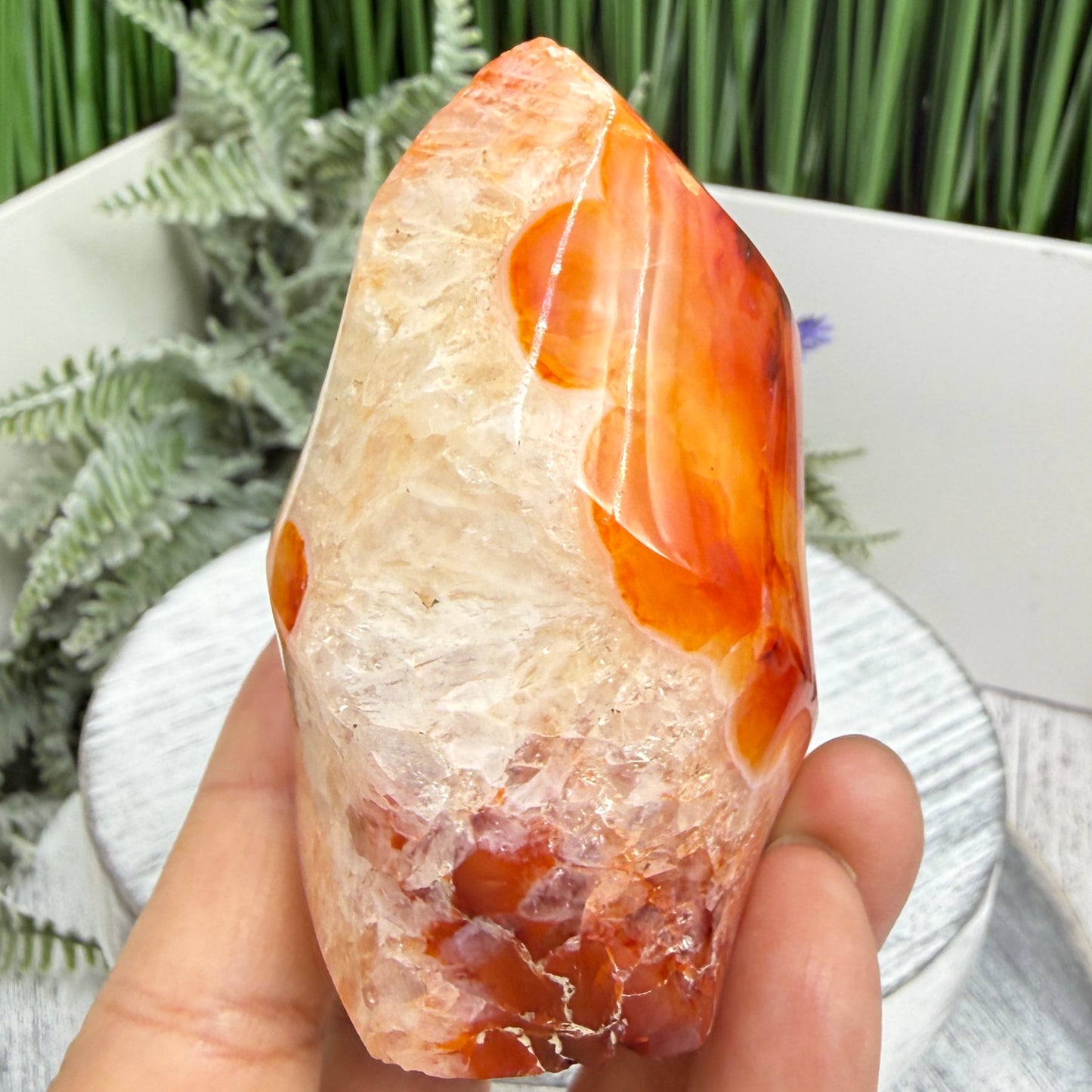 Carnelian with Quartz Flame Free Form Healing Crystal 233g