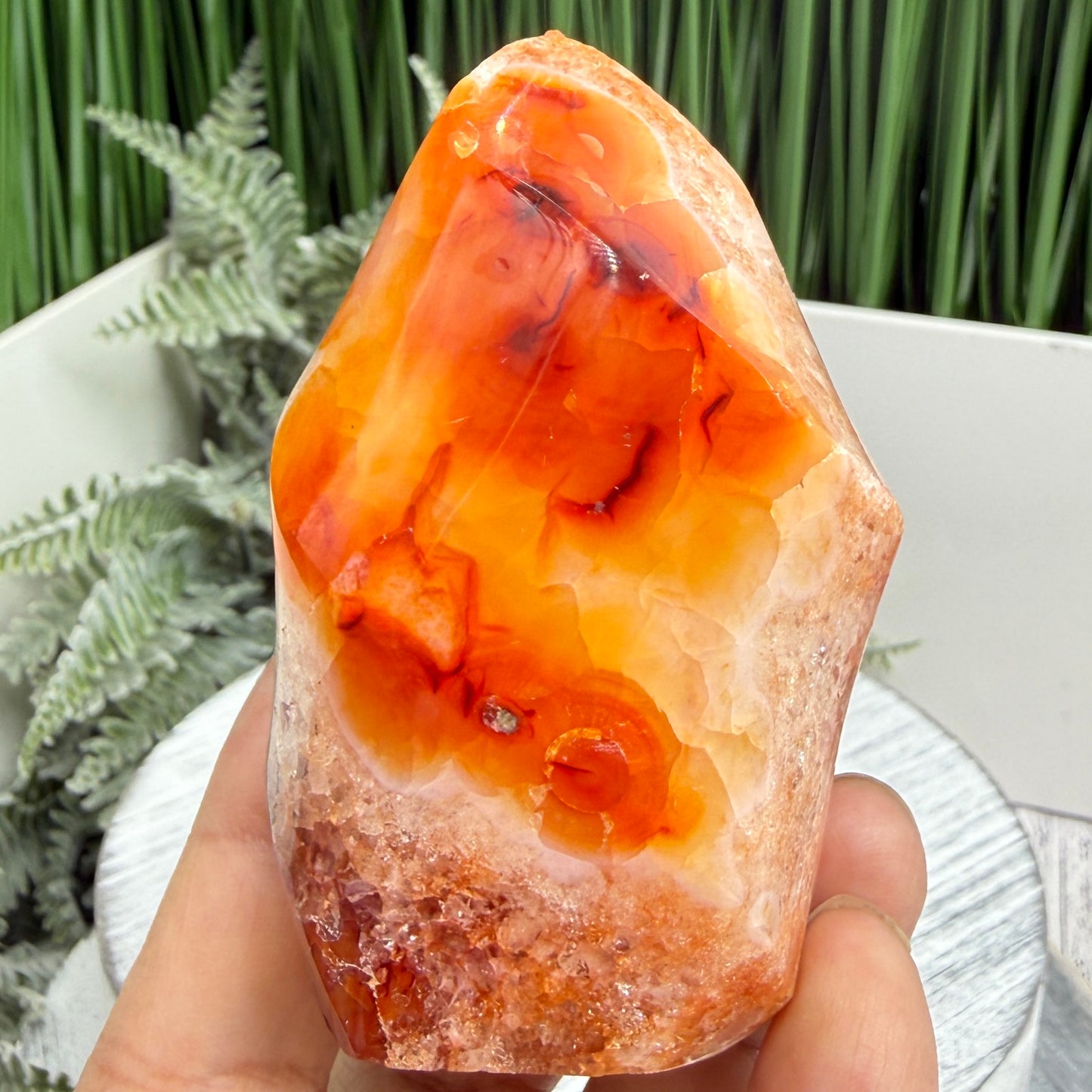Carnelian with Quartz Flame Free Form Healing Crystal 233g