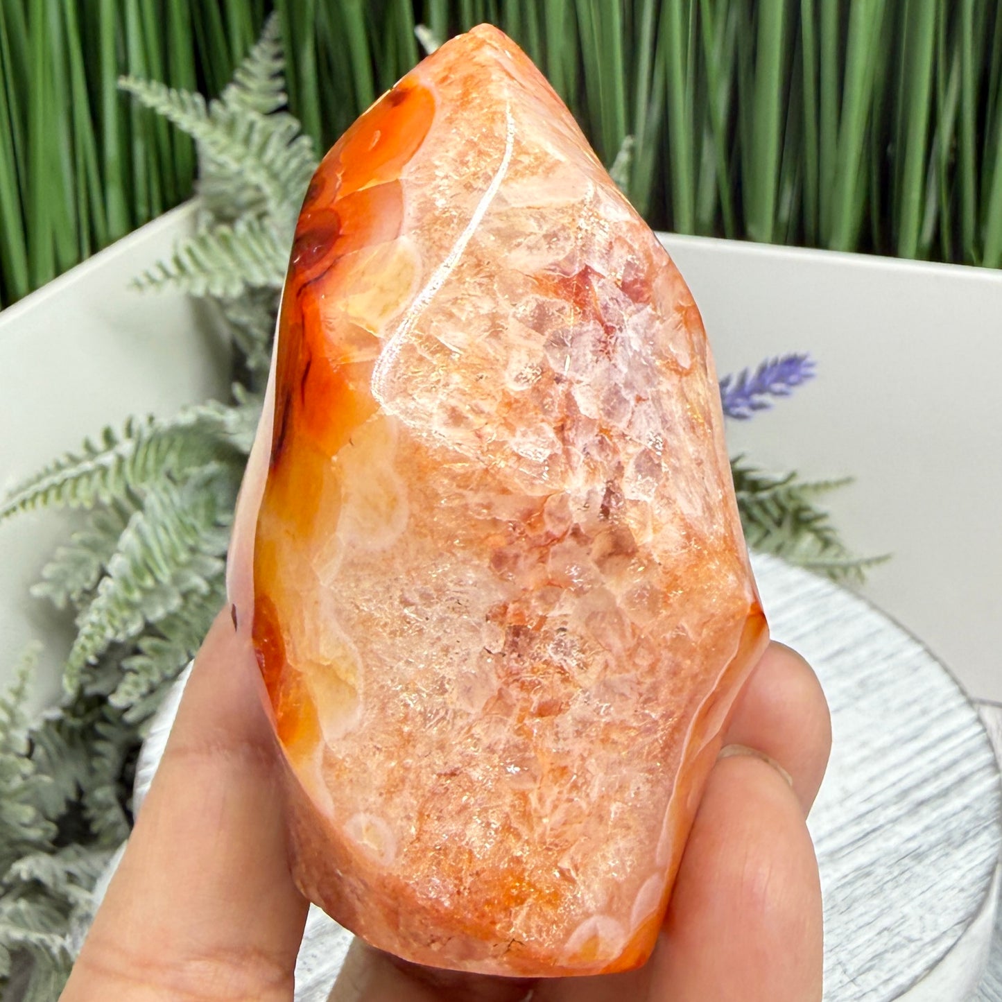 Carnelian with Quartz Flame Free Form Healing Crystal 233g