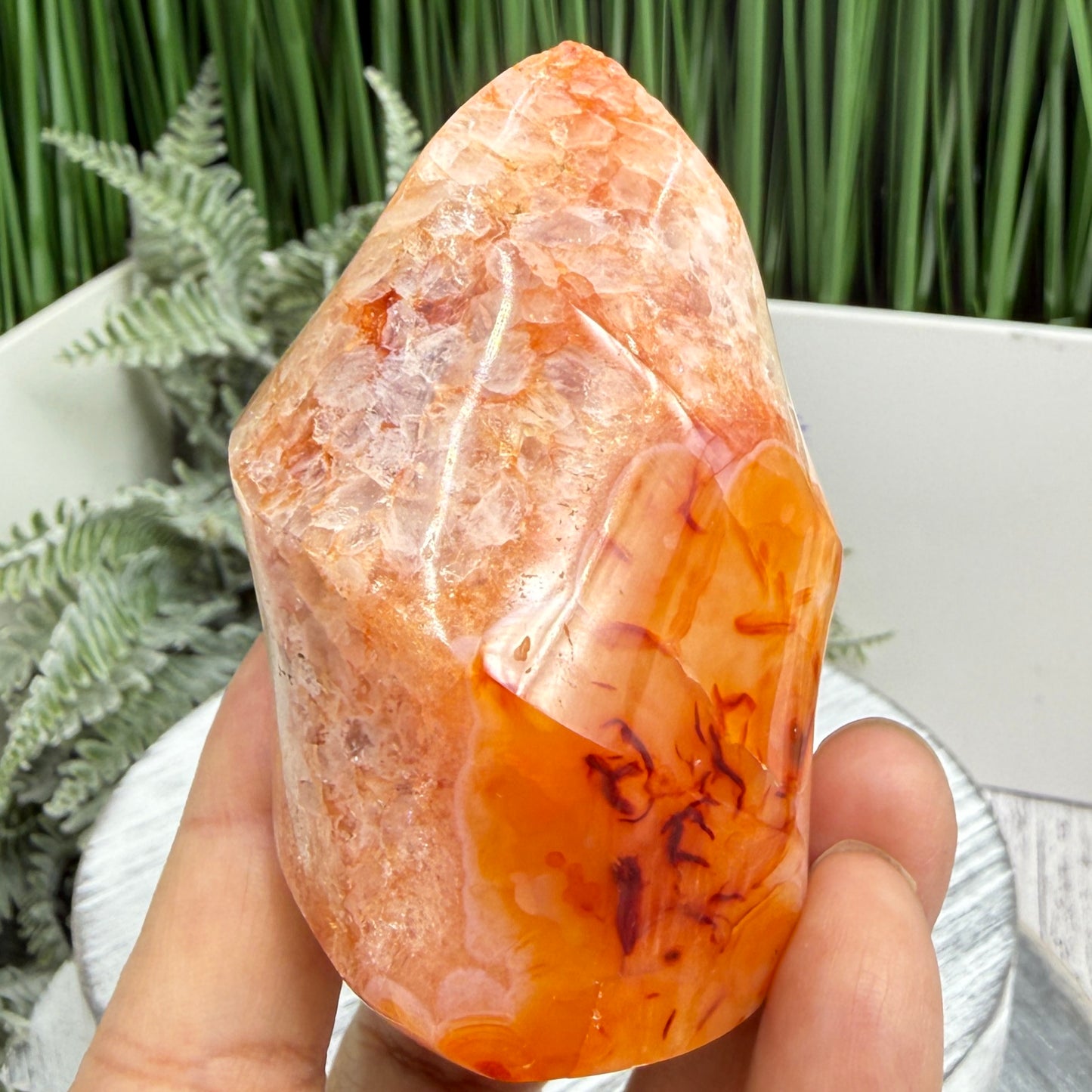 Carnelian with Quartz Flame Free Form Healing Crystal 233g