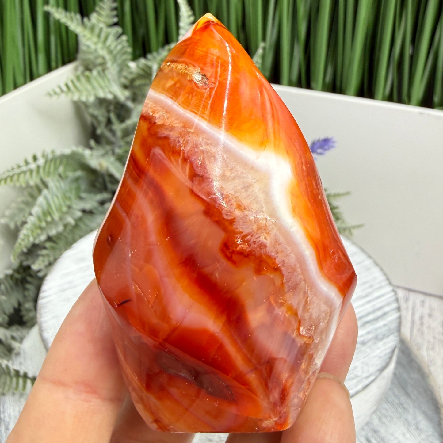 Carnelian with Orca Agate Quartz Flame Free Form Healing Crystal 161g