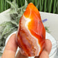 Carnelian with Orca Agate Quartz Flame Free Form Healing Crystal 161g