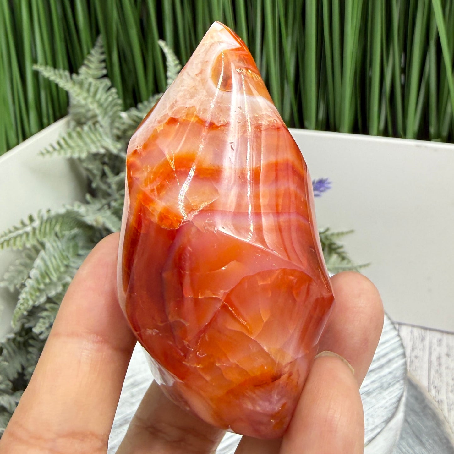 Carnelian with Orca Agate Quartz Flame Free Form Healing Crystal 161g